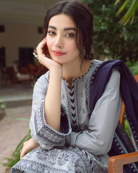 WINTER-3PC DHANAK EMBROIDERED SHIRT WITH DHANAK EMBROIDERED SHAWL &amp; EMB