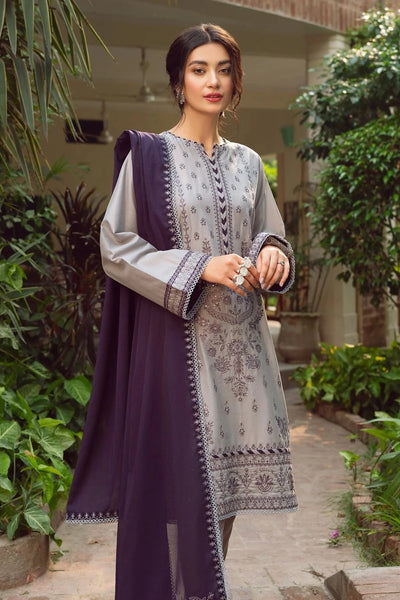 WINTER-3PC DHANAK EMBROIDERED SHIRT WITH DHANAK EMBROIDERED SHAWL &amp; EMB