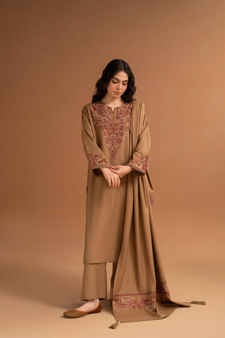 Winter Unstitched 3PC Dhanak Embroidered Suit - SS0418